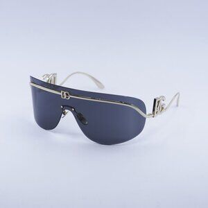 Dolce & Gabbana DG2320 02/87 Sunglasses Shiny Gold Shield Frame, Grey Lenses